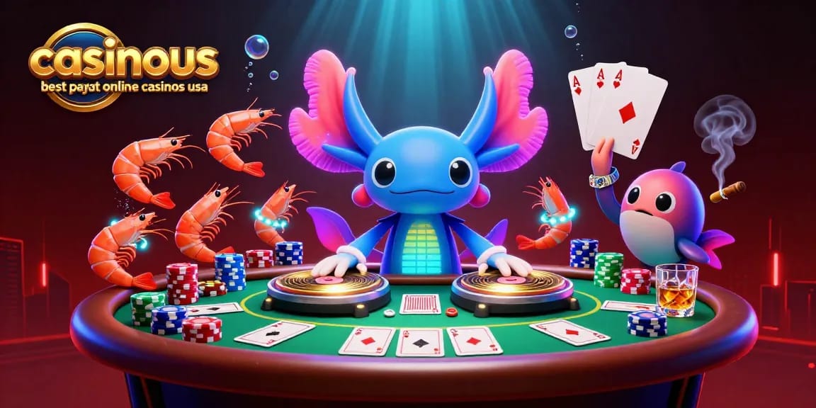 Witness the energetic scene of casinous best payout online casinos usa, featuring vibrant characters and exciting gambling elements.