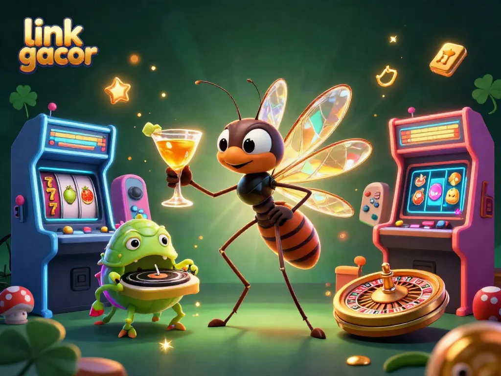 Spin to win with link gacor at our vibrant casino scene showcasing high-octane games and colorful characters!